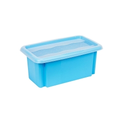 "Emil and Emilia" stackable box with a lid - 7 litre - blue