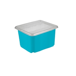 Штабелируемый синий 30-литровый ящик для хранения "Эмиль и Эмилия" с крышкой - 