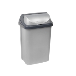 Dustbin with a press-to-open lid - Rasmus - 10 litre - light silver