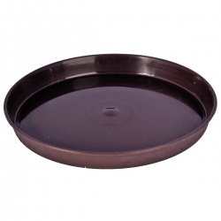 "Elba" round wood grain pot casing with a saucer - 19 cm - brown