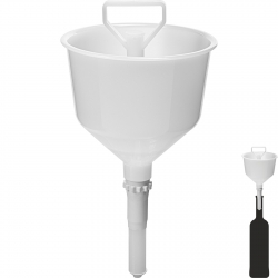 Funnel with a strainer and a hook