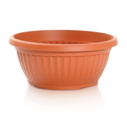 "Terra" outdoor shallow plant pot with a saucer - 20 cm - terracotta-coloured