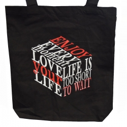 Black cotton tote bag - cube design