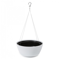 "Jersey" round hanging plant bowl - 24 cm - white