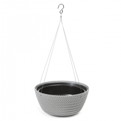 "Jersey" round hanging plant bowl - 24 cm - grey