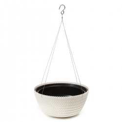"Jersey" round hanging plant bowl - 24 cm - creamy-white