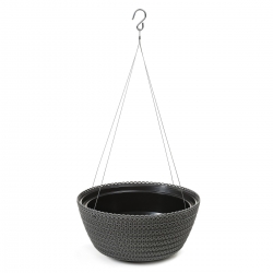"Jersey" round hanging plant bowl - 24 cm - anthracite-grey
