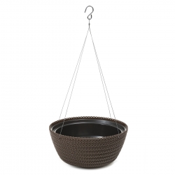 "Jersey" round hanging plant bowl - 30 cm - mocha-brown