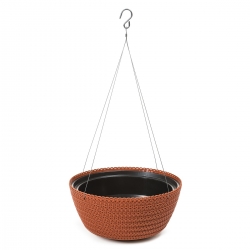 "Jersey" round hanging plant bowl - 24 cm - brick-red
