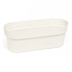 "Rosa" mesh pot casing with a lace-like finishing - 38 x 12.9 cm - creamy-white