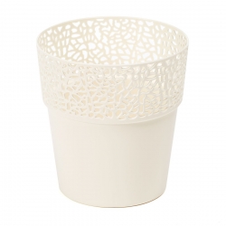 "Rosa" mesh pot casing with a lace-like finishing - 17 cm - creamy-white