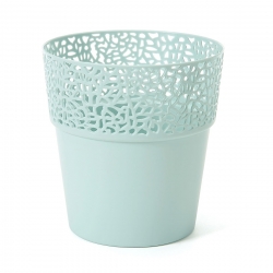 "Rosa" mesh pot casing with a lace-like finishing - 11.5 cm - mint-green