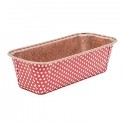 "Plumpy" rectangular paper cake mould - 15.8 x 5.5 x 5.2 cm - red with dot pattern - 6 pcs