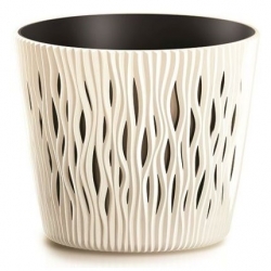 "Sandy Round" round plant pot with an insert - 22 cm - creamy-white