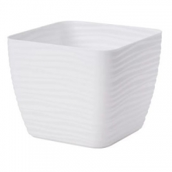Recipiente para vaso quadrado "Sahara petit" - 11 cm - branco - 