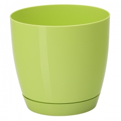 "Тоскана" кръгла саксия с чинийка - 15 см - светло зелена - 