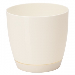 Cache-pot rond "Toscana" avec une soucoupe - 15 cm - blanc crème - 