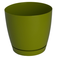 "Toscana" round plant pot with a saucer - 22 cm - olive-green