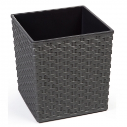 "Juka" square flower pot - 25 cm - graphite-grey metallic rattan