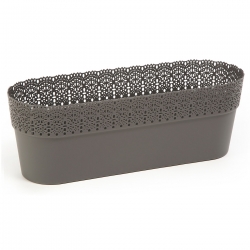 "Bella" mesh pot casing with a lace-like finishing - 38 x 12.9 cm - anthracite-grey