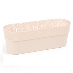 "Bella" mesh pot casing with a lace-like finishing - 38 x 12.9 cm - light beige