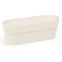 "Bella" mesh pot casing with a lace-like finishing - 38 x 12.9 cm - creamy-white