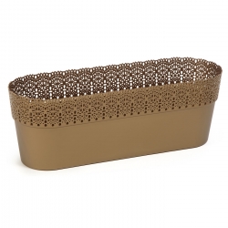 "Bella" mesh pot casing with a lace-like finishing - 38 x 12.9 cm - golden