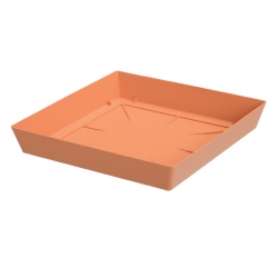 "Lofly" square planter lightweight saucer - 16.5 cm - terracotta-coloured