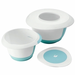 Marla set - mixing bowl with a suction cup bottom + spill stopper ring + bowl scraper - willow green