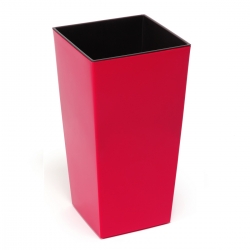 "Finezja" square tall planter with an insert - 14 cm - red