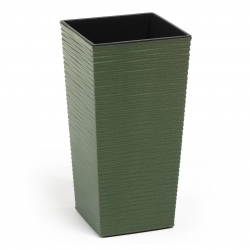 Umweltfreundlicher Topf teilweise aus Holz - Finezja Eco - 19 cm - gemeißelt, waldgrün - 