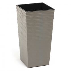 Milieuvriendelijke pot gedeeltelijk van hout - Finezja Eco - 19 cm - gebeiteld, grijs - 