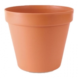 "Glinka" simple plant pot with a saucer - 17  cm - terracotta-coloured