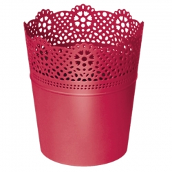 Pot de fleurs rond avec dentelle - 11 cm - Dentelle - Rapsberr - 