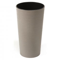 Miljövänlig kruka tillverkad delvis av trä - Lilia Eco - 25 cm - mejslad, grå - 