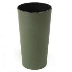 Umweltfreundlicher Topf teilweise aus Holz - Lilia Eco - 25 cm - gemeißelt, waldgrün - 