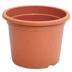 Pot de fleurs rond "Plastica" - 13 cm - couleur terre cuite - 