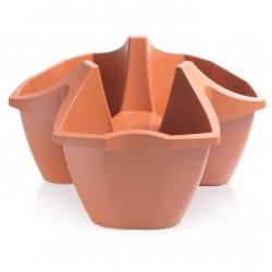 Pot bunga stackable - Tiga keping - Crown - Terracotta - 