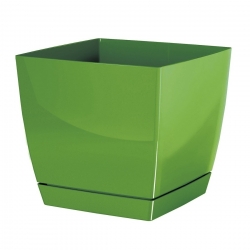 Square flower pot with saucer - Coubi - 24 cm - Olive