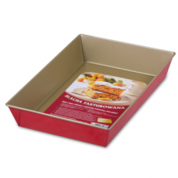 Bandeja de horno antiadherente - rojo dorado - 36 x 24,5 cm - ideal para hornear pasteles - 
