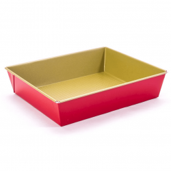 Bandeja de horno antiadherente - rojo dorado - 28 x 23,5 cm - ideal para hornear pasteles - 