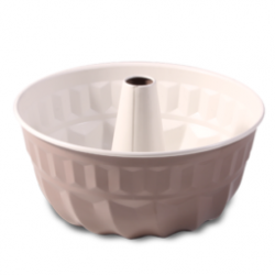 Tigaie rotunda antiaderenta cu tub - cafe creme / bej - ø 22 cm - ideala pentru tort cu mancare inger - 