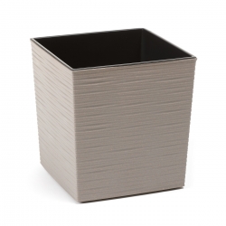 Eco-friendly pot made partially of wood - Juka Eco - 19 cm - chiselled, grey