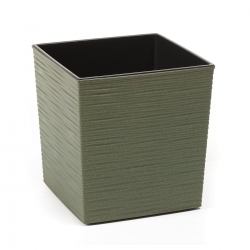 Eco-friendly pot made partially of wood - Juka Eco - 19 cm - chiselled, forest green
