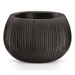 Round plant pot with an insert "Beton Bowl" - 14.4 cm - black concrete