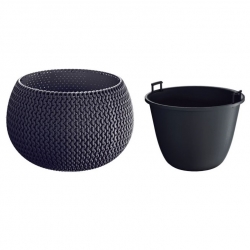 Vaso rotondo "Splofy Bowl" con inserto - 24 cm - grigio antracite - 