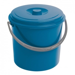 Cubo redondo con tapa, papelera - 16 litros - azul - 