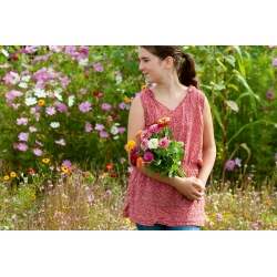 Happy Garden - "Zinnias, the garden hostesses"; Dahlia-flowered zinnia - variety mix; - 108 seeds