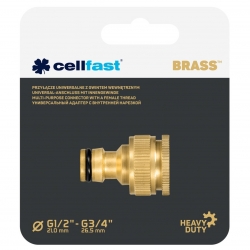 Brass universal connector, coupler with a female thread BRASS - 1/2" - 3/4" - CELLFAST