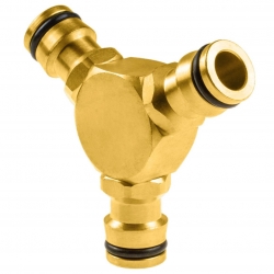 3-way brass hose connector BRASS - 1/2" - 3/4" - CELLFAST